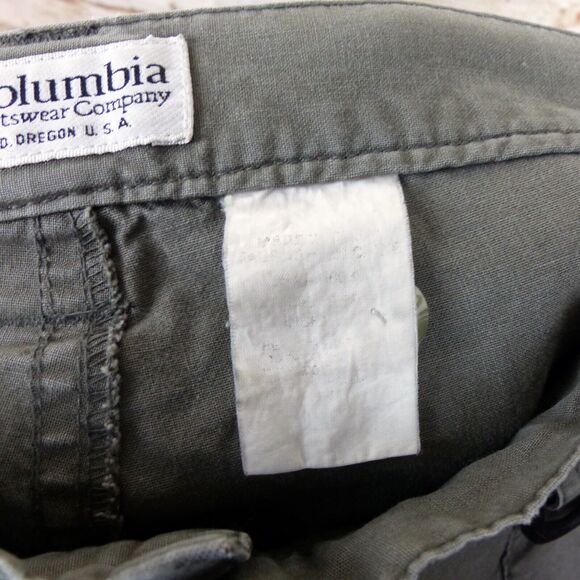 Columbia VTG Y2K Convertible Cargo Pants Mens 36X30 Olive Green Zip Off Cotton - Picture 9 of 13